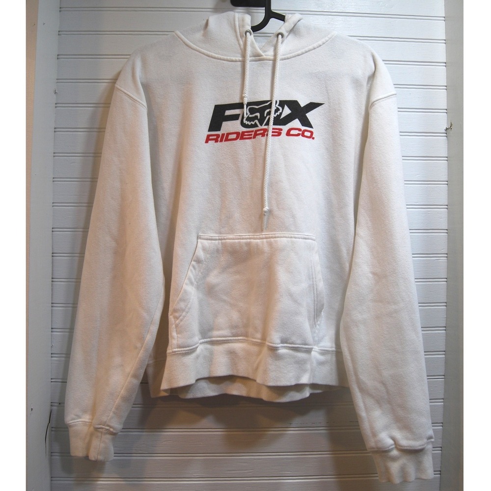 Fox Riders Hoodie‎ Boys Medium Kids Y2K pullover sweatshirt white Adult Small